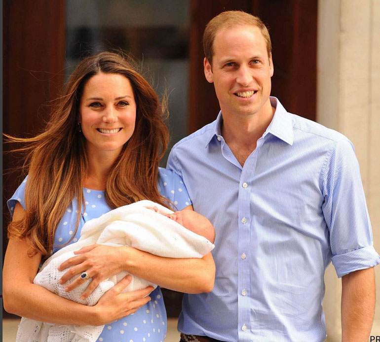 Williamin ja Catherinen esikoinen, prinssi George syntyi Lontoon St. Maryn sairaalassa heinäkuussa 2013.
