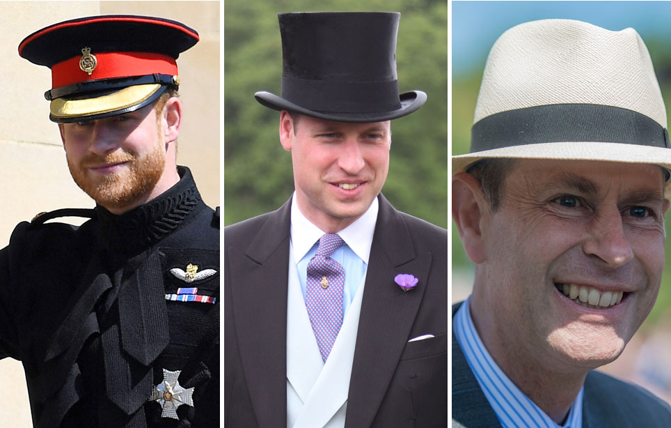 Ison-Britannian prinssi Harry, prinssi William ja prinssi Edward Ison-Britannian prinssi Harry, prinssi William ja prinssi Edward