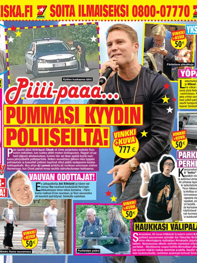 Seiska uutisoi Cheekin poliisikyydistä tuoreeltaan.