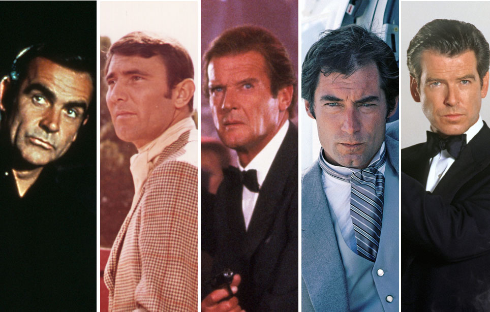 Sean Connery, George Lazenby, Roger Moore, Timothy Dalton ja Pierce Brosnan