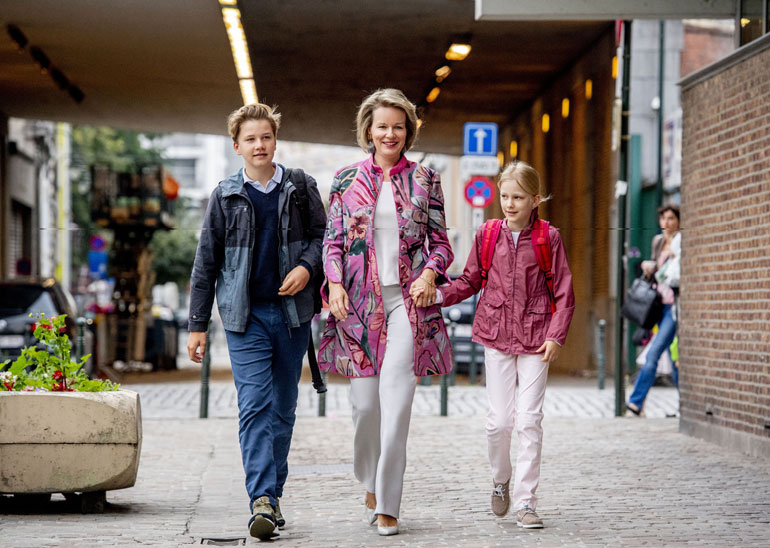 Belgian kuningatar Mathilde, prinssi Gabriel ja prinsessa Eleonore