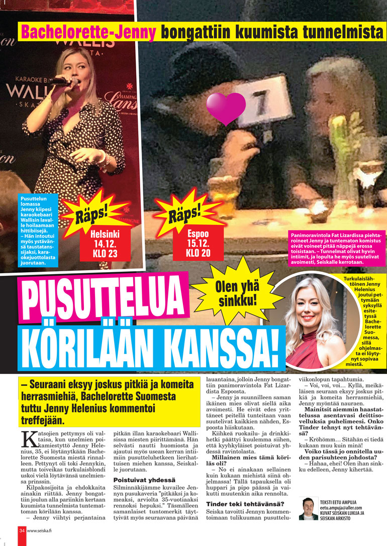 SEISKA 55/2018. Jenny ja raakasuklaakeisari on bongattu useaan otteeseen kiihkeissä tunnelmissa ympäri Suomea.