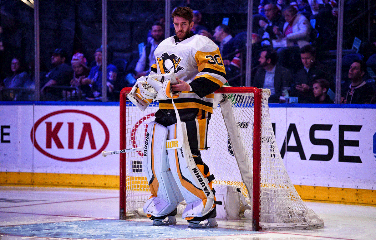 Kanadan tähtivahti Matt Murray on Stanley Cup -voittaja Pittsburgh Penguinsin maalinsuulta.