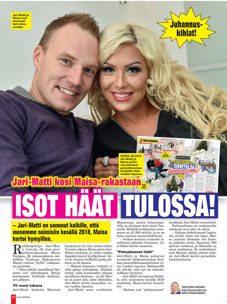 SEISKA 29/2017 Jari-Matin ja Maisan häitä olisi tarkoitus tanssia ensi talvena.