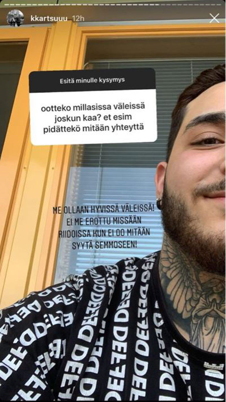 Kuvakaappaus Karimin Instagram-videotarinasta.