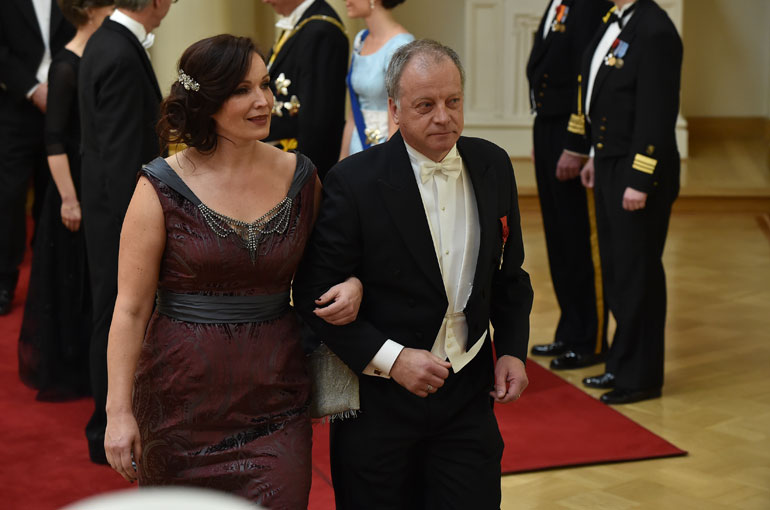 Matti Rönkä ja Johanna Vuoksenmaa Linnan juhlissa 2014.