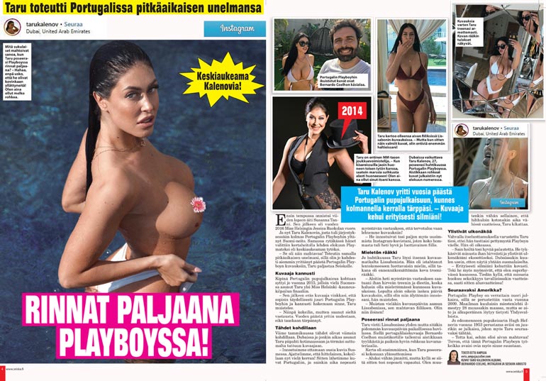 SEISKA 35/2019 Kesällä 2019 Seiska kertoi Tarun pääsystä poseeraamaan Portugalin Playboyssa.