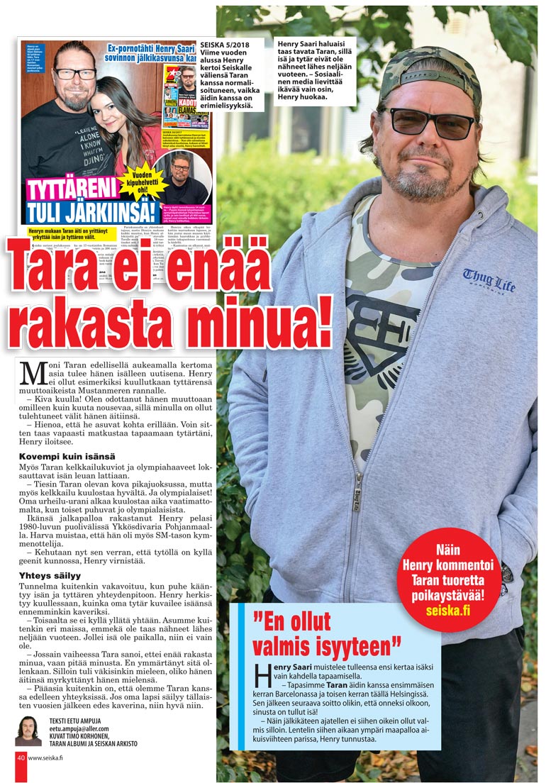SEISKA 36/2019 Lukijat ovat saaneet seurata Seiskassa isän ja tyttären välien muutoksia jo vuosia.
