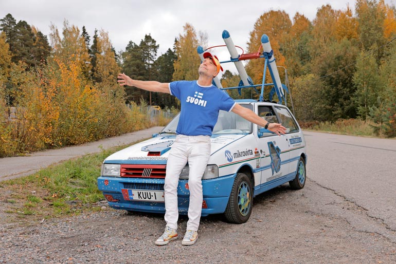 Vapaa-ajallaan Vesa on rakennellut Fiat Unosta rakettiautoa. – Tämä pysyy maan pinnalla – toistaiseksi!