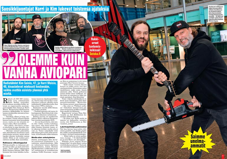SEISKA 6/2021 Huumorintajuinen juontaja vetää aamuisin Radio Rockin Korporaatio-ohjelmaa. Seiskan viime talven haastattelussa hän ja juontajapari Kim Sainio panivat ranttaliksi.