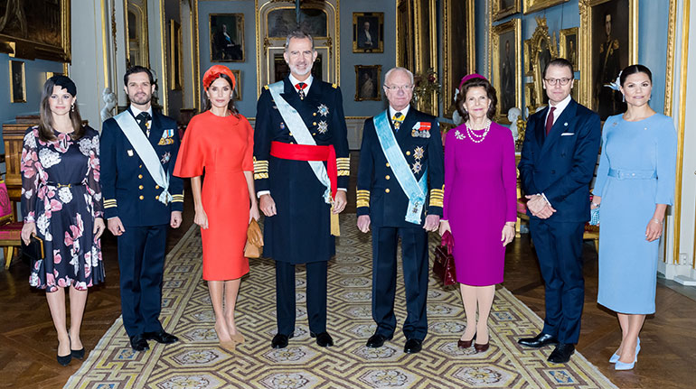 Prinssipari Carl Philip ja Sofia, hallitsijapari Felipe ja Letizia, hallitsijapari Kaarle Kustaa ja Silvia sekä kruununprinsessapari Victoria ja Daniel