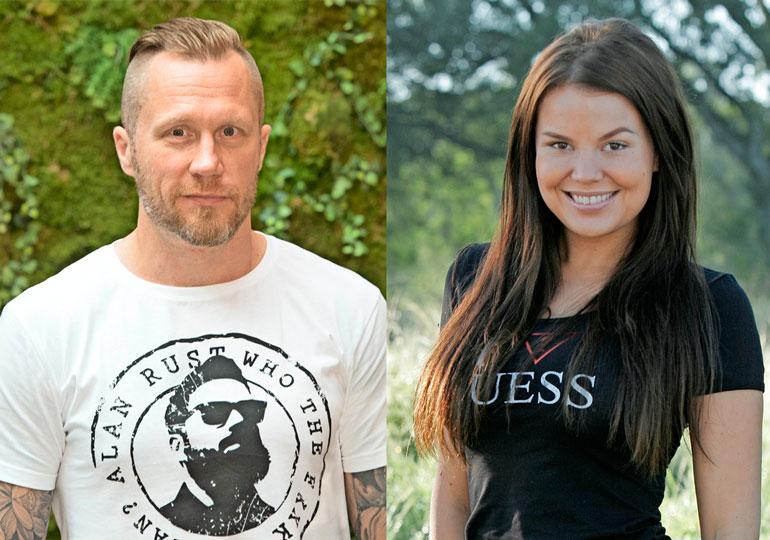 Hannes Hyvönen ja Netta Suikkanen ulkoiluttivat koiraa.