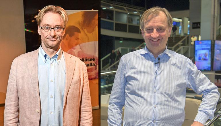 Mikael Jungner ja Hjallis Harkimo ökykahvittelivat.
