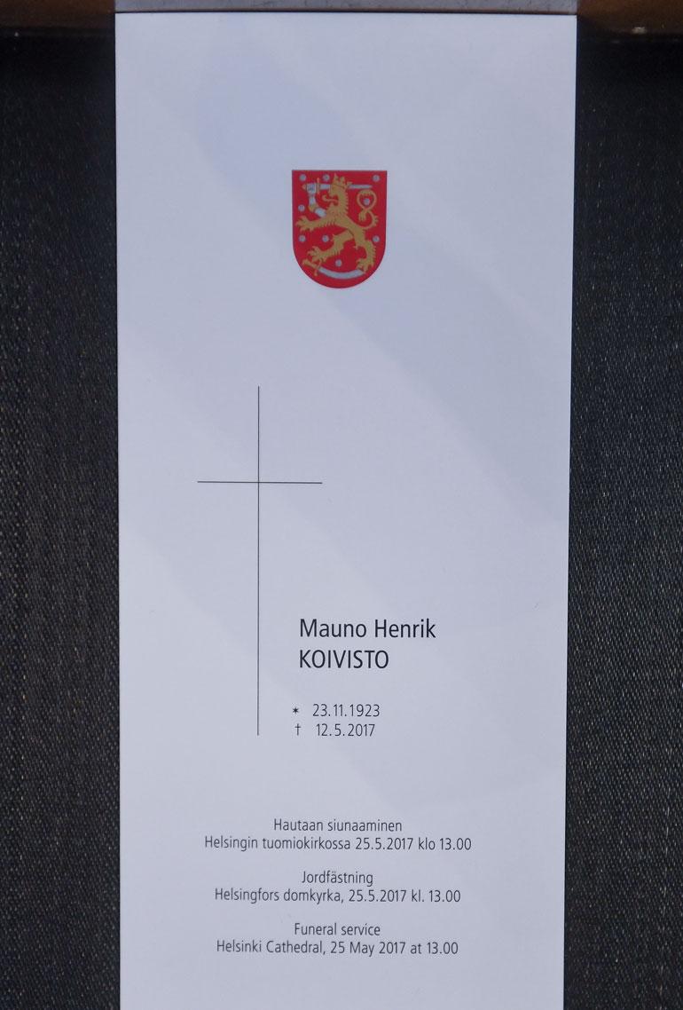 Mauno Koivisto hautajaiset ohjelma moka