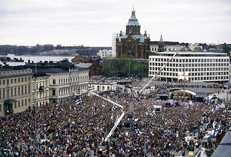 Leijonien MM-kultajuhlat 1995 olivat mallia nevöfoget.