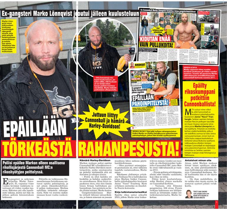 SEISKA 34/2017 Markoa epäiltiin törkeästä rahanpesusta, vaikka hän istui tekoaikana vankilassa. Hänet vapautettiin rikosepäilystä.