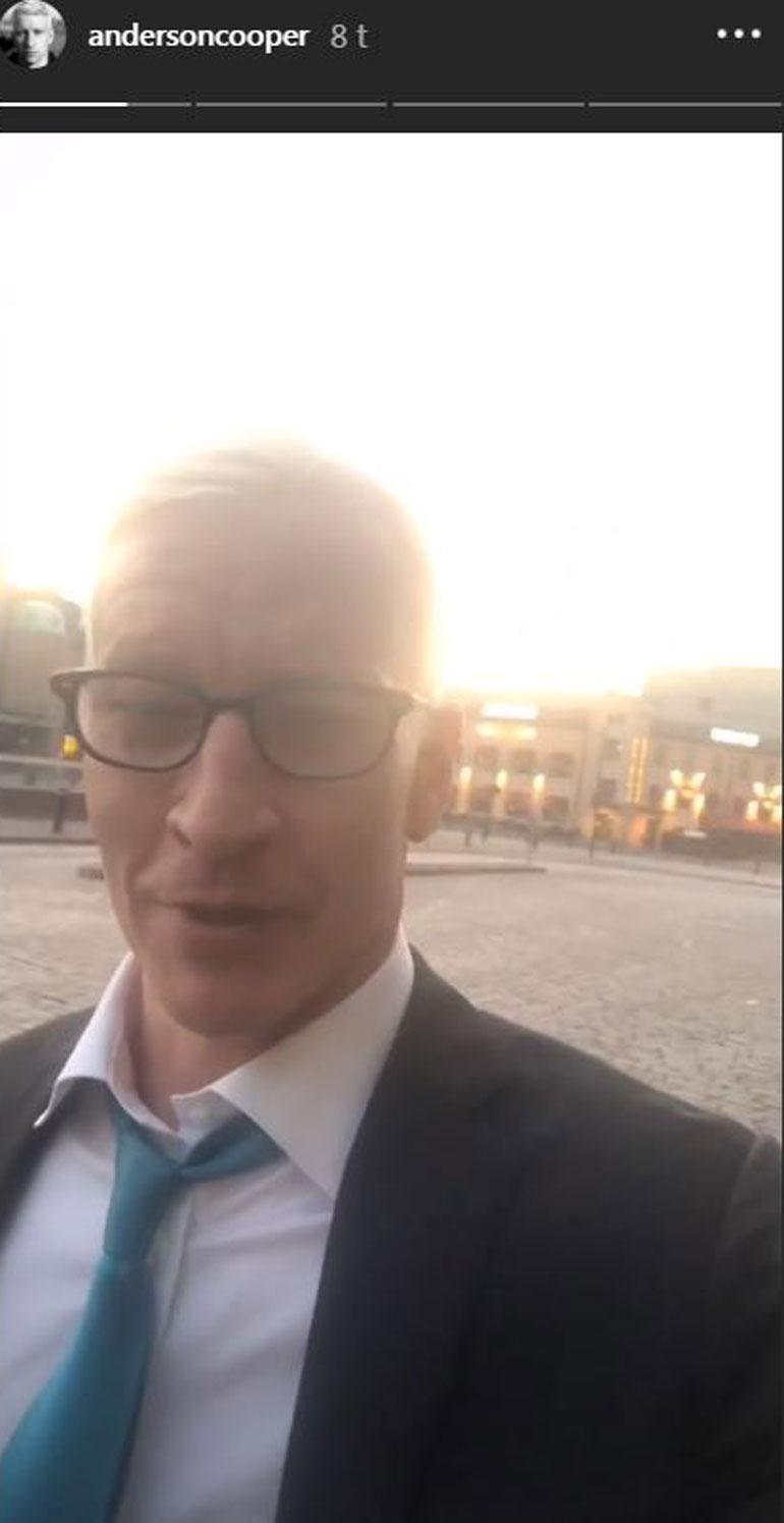 Tältä näytti Anderson Cooperin Instagram-tarina varhain tiistaiaamuna.