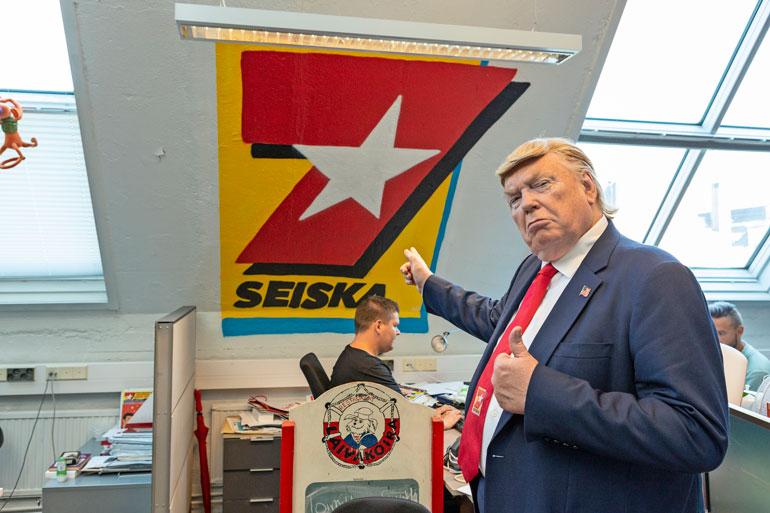Vale-Trump ilahdutti vierailemalla myös Seiskan toimituksessa.