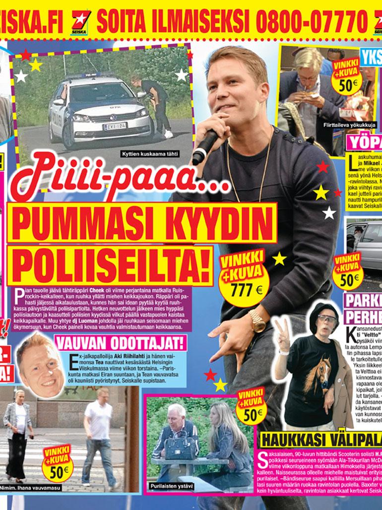 Seiska uutisoi Cheekin poliisikyydistä tuoreeltaan.