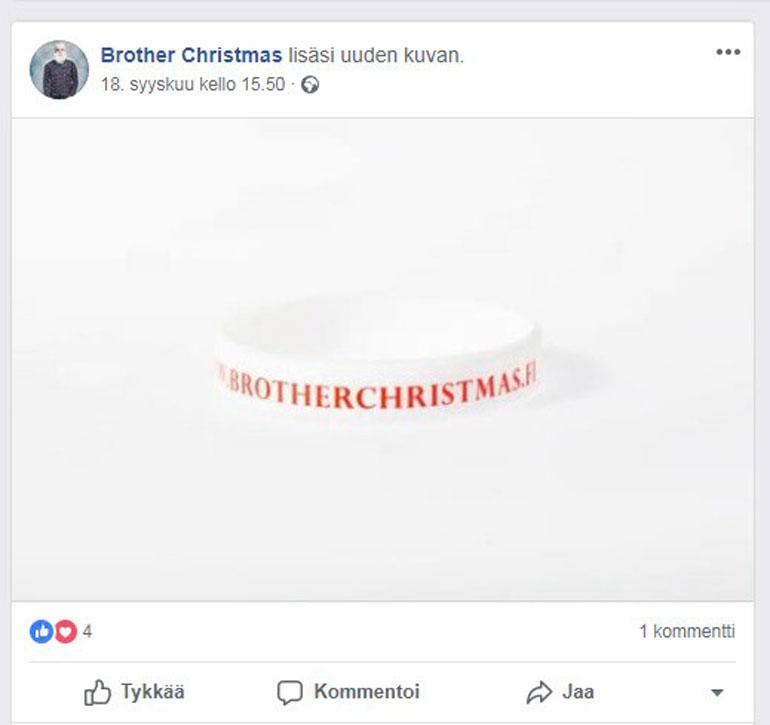 Koposen kauppaamat rannekkeet maksetaan selvästi Brother Christmas ry:n tilille ja toimitusosoite pyydetään kirjoittamaan tilisiirron viestikenttään.