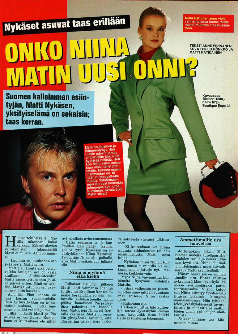 Seiska 6/1992 Matti oli juuri aloittanut keikkailut, kun Seiska teki hänestä ensimmäisen haastattelun.