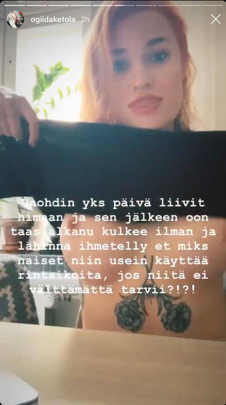 Kuvakaappaus Iida Ketola-Korppilan Instagram-videotarinasta.