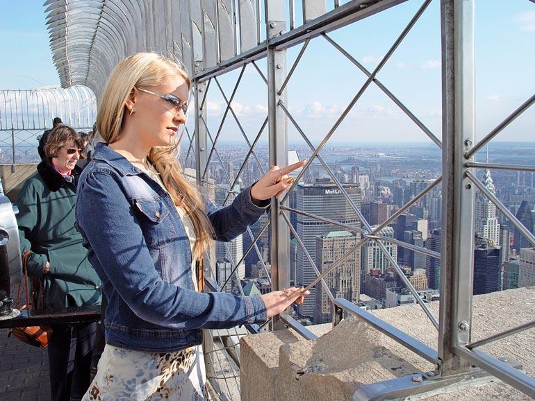 Empire State Buildingin huipulta avautuvat näkymät saivat Heidin haukkomaan henkeään.