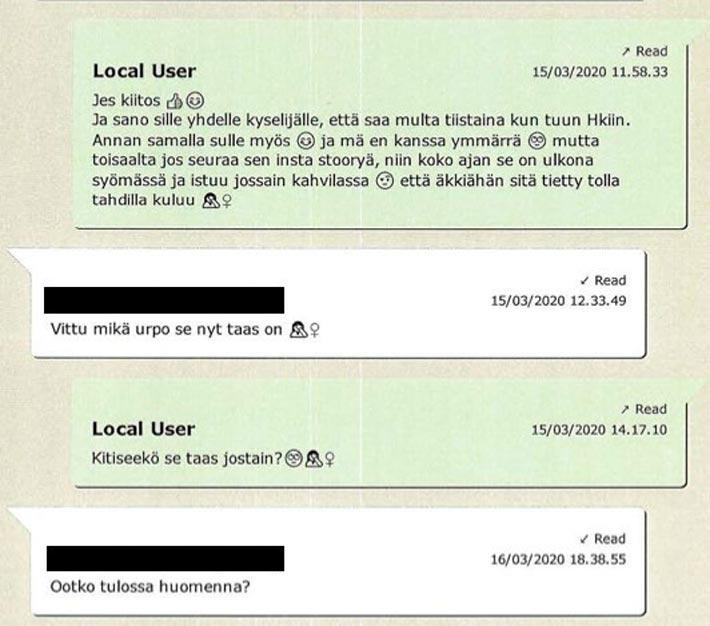 Kevättalven 2020 viestittelystä näkyvät myös Nikon siskon ja avustajanaisen käyttämät emojit.