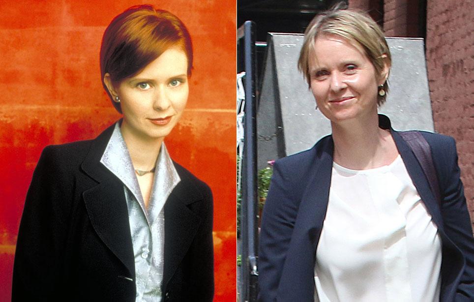 Cynthia Nixon vuonna 1998 (vas.) ja 2018