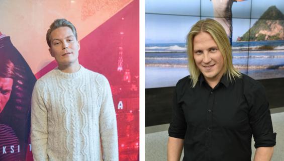 Cheek ja Sami Kuronen nauttivat virvokkeita Jenni Vartiaisen keikalla.