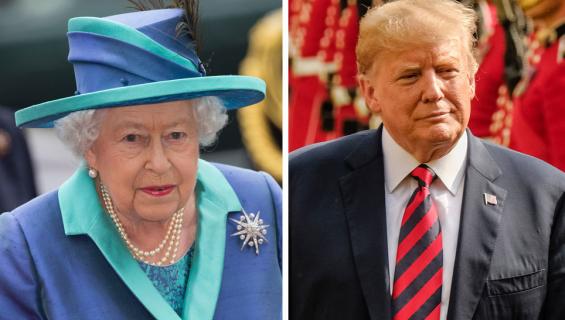 Ison-Britannian kuningatar Elisabet ja presidentti Donald Trump