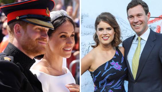 Sussexin herttuapari Harry ja Meghan sekä prinsessa Eugenie ja Jack Brooksbank